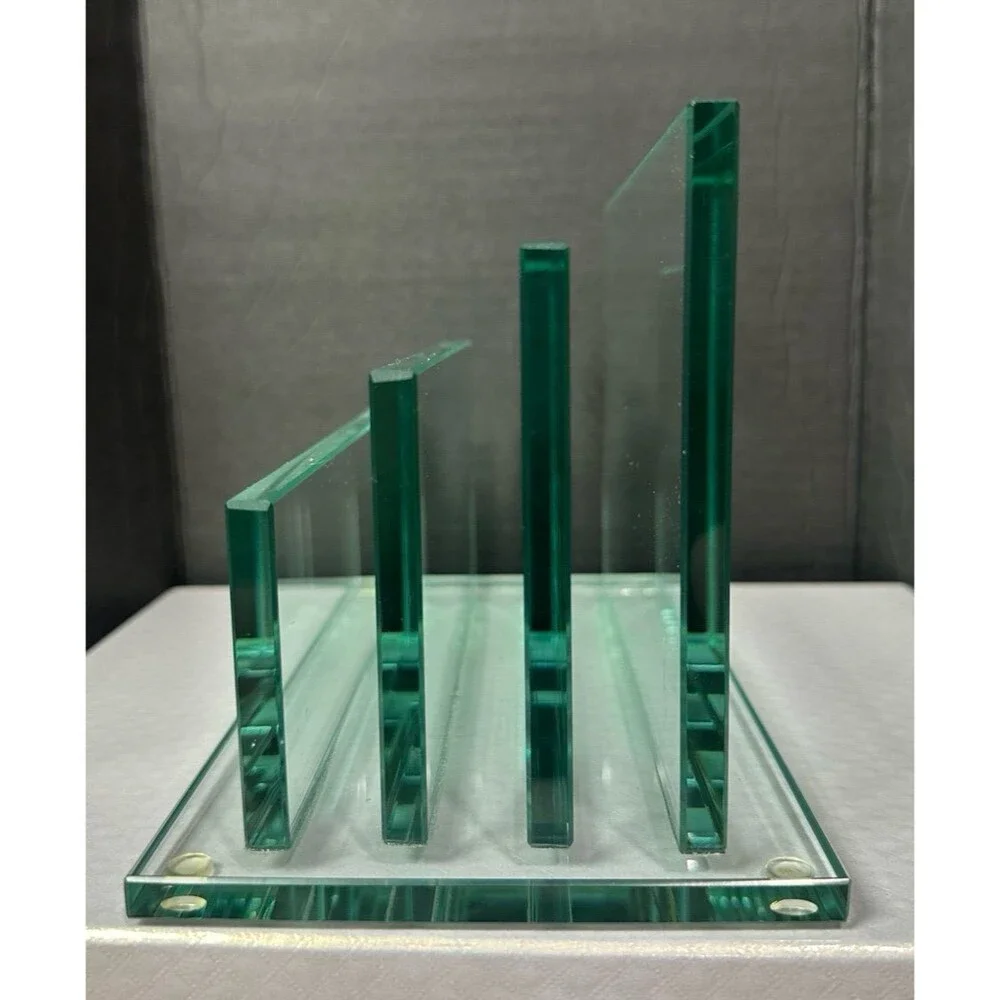 Vintage Modern Heavy Glass Letter Sorter | 4-Tier Graduated Mail Organizer MCM
